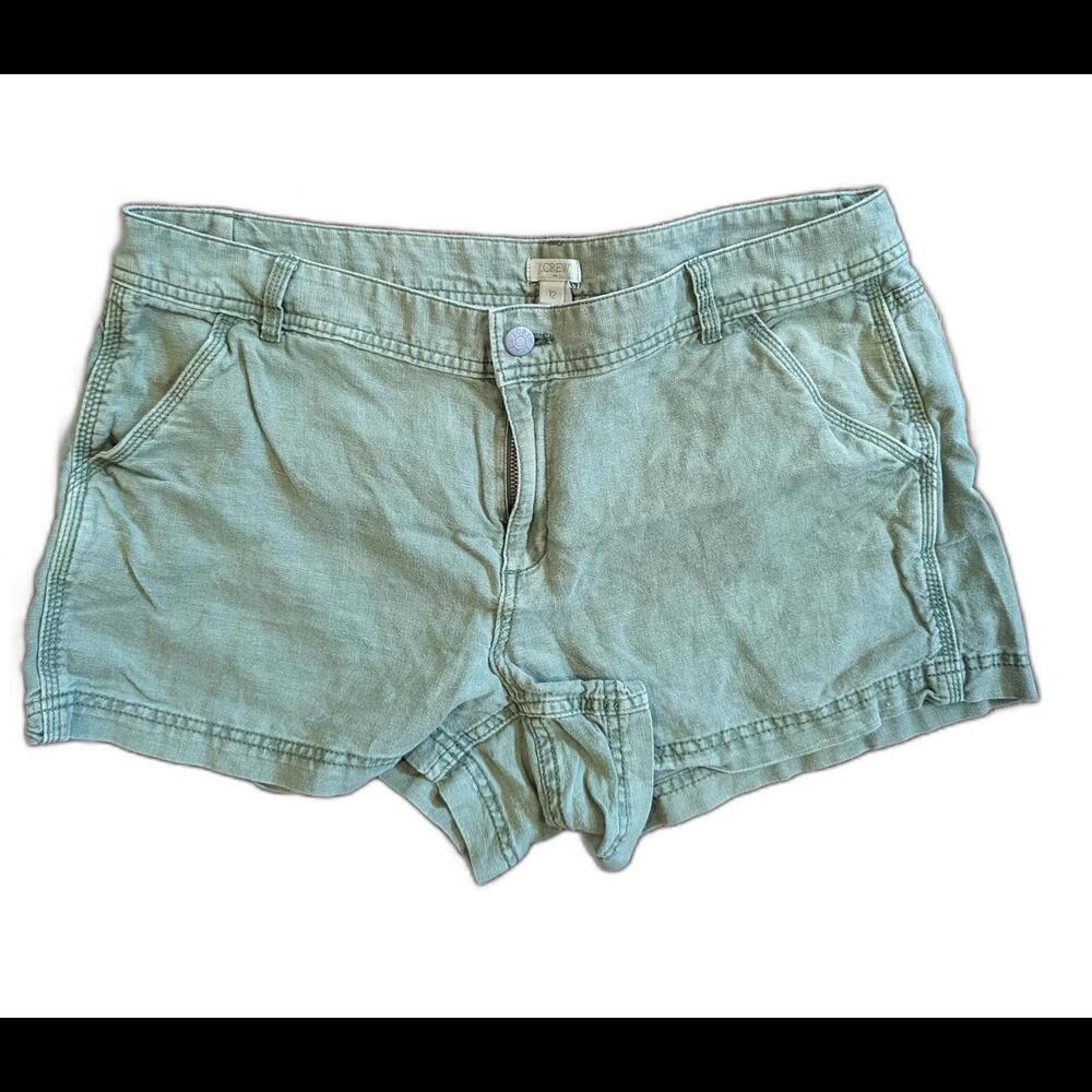 JCrew linen & cotton blend green shorts, size 12